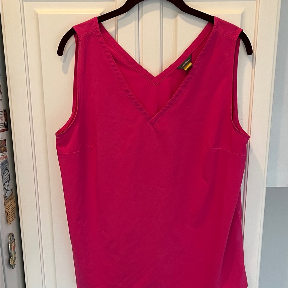 Eddie Bauer Womens PolyCotton V-Neck Sleeveless Tank Top Large